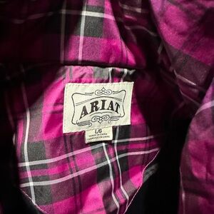 Ariat Fuchsia and Black Plaid Vest